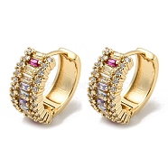 Brass with Colorful Cubic Zirconia Hoop Earrings, Light Gold, 17x8.5mm(EJEW-B035-39KCG)