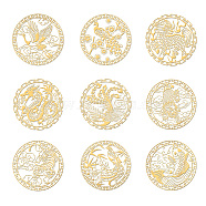 Nickel Decoration Stickers, Metal Resin Filler, Epoxy Resin & UV Resin Craft Filling Material, Golden, Oriental Mystery Animal, Mixed Shapes, 40x40mm, 9pcs/set(DIY-WH0450-114)