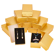 Rectangle Cardboard Paper Jewelry Set Boxes, Jewelry Case with Sponge Inside for Necklace Rings Earrings Storage, Goldenrod, 8.1x5.1x3.1cm(CON-WH0098-08A)
