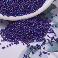 MIYUKI Delica Beads, Cylinder, Japanese Seed Beads, 11/0, (DB0696) Dyed Semi-Frosted Silver Lined Dark Blue Violet, 1.3x1.6mm, Hole: 0.8mm, about 2000pcs/10g(X-SEED-J020-DB0696)