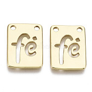 Brass Pendants, Nickel Free, Rectangle with Word, Real 16K Gold Plated, 18x13x1mm, Hole: 1.8mm(KK-N237-006-NF)