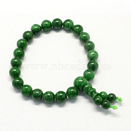 Buddha Meditation Yellow Jade Beaded Stretch Bracelets, Dark Green, 50mm, 21pcs/strand(BJEW-R041-8mm-02)