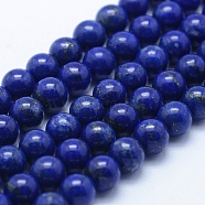 Natural Lapis Lazuli Beads Strands, Grade A, Round, 6mm, Hole: 1mm, about 67pcs/strand, 15.7 inch(40cm)(G-P342-01-6mm-A)