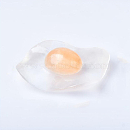 Poached Egg Shape Natural Selenite Figurines, Reiki Energy Stone Display Decorations, for Home Feng Shui Ornament, WhiteSmoke, 60~70x95~100x30~35mm(DJEW-PW0021-04)