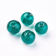Handmade Silver Foil Glass Beads, Round, Teal, about 10mm in diameter, hole: 1.5mm(X-SLR10MM22Y)