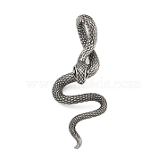 316 Surgical Stainless Steel Big Pendants, Snake Charm, Antique Silver, 53x22x10.5mm, Hole: 17.5x5.5mm(STAS-Z073-123AS)