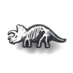 Black Zinc Alloy Brooches, Enamel Pins, for Backpack Cloth, White Animal Skeleton, Dinosaur, 14x35x1mm(JEWB-L018-01EB-01)