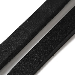 5M Flat Cowhide Leather Cord, Leather Jewelry Cord, Black, 10.5mm(OCOR-XCP0001-97)