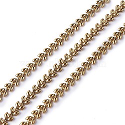 Ion Plating(IP) 304 Stainless Steel Cobs Chains, Leaf Link Chains, Unwelded, with Spool, Golden, 6x5x2mm, about 16.40 Feet(5m)/Roll(CHS-H019-01G)