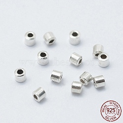 Rhodium Plated 925 Sterling Silver Crimp Beads, Tube, Platinum, 2x2mm, Hole: 1mm(X-STER-G027-20P)