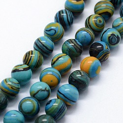 Synthetic Malachite Beads Strands, Dyed, Round, Sky Blue, 6mm, Hole: 1mm, about 63pcs/strand, 14.96 inch(38cm)(G-A186-A-03)