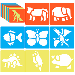 4 Sets 4 Styles Animal Theme PP Plastic Hollow Out Drawing Painting Stencils Templates, Random Color, Mixed Shapes, 140~141x150~151x0.5mm, 6pcs/set, 1 set/style(DIY-CP0010-52A)