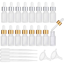 10ML Frosted Glass Bottle, with Long Thin Dropper, 3ML Disposable Plastic Dropper and Mini Transparent Plastic Funnel Hopper, Mixed Color(MRMJ-BC0001-79)