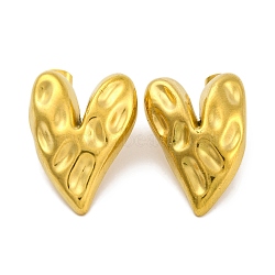 Ion Plating(IP) 304 Stainless Steel Earrings, Heart, Real 18K Gold Plated, 27.5x22mm(EJEW-H013-38G)