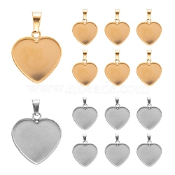 4Pcs 2 Colors 304 Stainless Steel Pendant Cabochon Settings, Heart, Golden & Stainless Steel Color, Tray: 16.5x19mm, 21.5x20x1.5mm, Hole: 2.5x6mm, 2pcs/color(STAS-FS0001-20M)