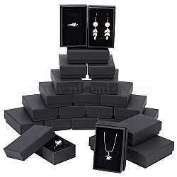 Kraft Paper Cardboard Jewelry Boxes, Ring Box, Rectangle, Black, 8.7x5.5x2.8cm(CBOX-BC0001-16)