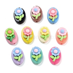 Opaque Acrylic Beads, Baking Paint Resin Flower, Mixed Color, 24.5x17.5x11.5mm, Hole: 2.7mm(OACR-S139-09)