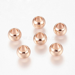 Environment Brass European Beads, Lager Hole Beads, Long-Lasting Plated, Rondelle, Rose Gold, 8x5.5mm, Hole: 4.5mm(X-KK-P120-03RG)