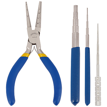 Jewelry Tool Sets, including Wire Looping Pliers Bail Making Rite Pliers and Iron Wire Winding Rods, Platinum