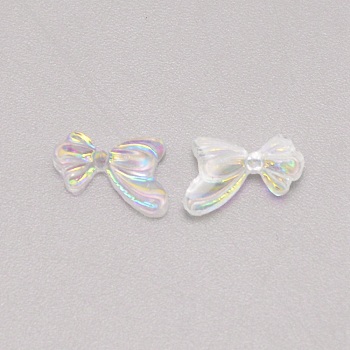 Resin 3D Bowknot Nail Art Cabochons Decorations, DIY Nail Art Manicure Accessories, Clear AB, 7x11x2mm