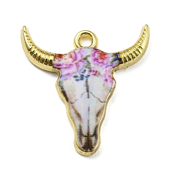 Alloy Pendant, Lead Free & Cadmium Free & Nickel Free, Cattle, Orchid, 22x21.5x2.5mm, Hole: 1.8mm