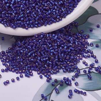 MIYUKI Delica Beads, Cylinder, Japanese Seed Beads, 11/0, (DB0696) Dyed Semi-Frosted Silver Lined Dark Blue Violet, 1.3x1.6mm, Hole: 0.8mm, about 2000pcs/10g