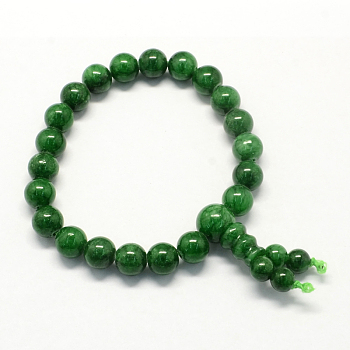 Buddha Meditation Yellow Jade Beaded Stretch Bracelets, Dark Green, 50mm, 21pcs/strand