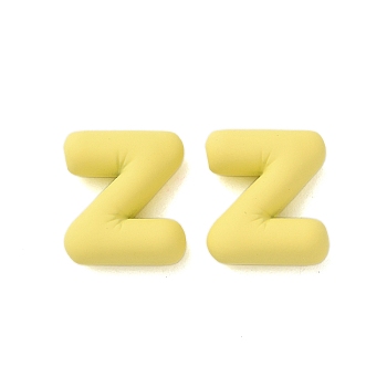 Rack Plating Spray Painted Alloy Pendants, Rubberized Style, Yellow, Letter Z, 17x15x6mm, Hole: 1.5mm