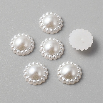 ABS Plastic Imitation Pearl Cabochons, Sunflower, Floral White, 12x4.5mm, about 100pcs/bag
