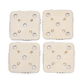 24Pcs Wooden Knitting Loom Board, Square, Blanched Almond, 4.6x4.7x0.2cm, Hole: 5mm