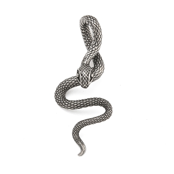 316 Surgical Stainless Steel Big Pendants, Snake Charm, Antique Silver, 53x22x10.5mm, Hole: 17.5x5.5mm