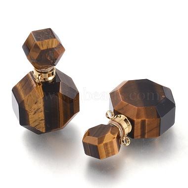 Faceted Natural Tiger Eye Openable Perfume Bottle Pendants(G-I287-06G-F)-2