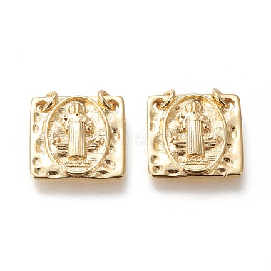 Real 18K Gold Plated Square Brass Charms