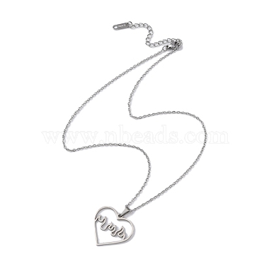 Hollow Heart 304 Stainless Steel Pendant Necklaces(NJEW-C033-01B-P)-2