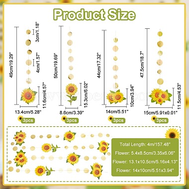 guirlande de tournesols en papier ahademaker(HJEW-GA0001-17)-2