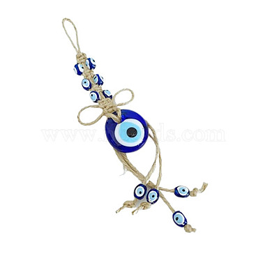 Flat Round with Evil Eye Glass Pendant Decorations(EVIL-PW0002-07)-2