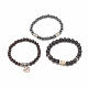 3Pcs 3 Style Natural Lava Rock & Ebony Wood Beaded Stretch Bracelets Set with Skull(BJEW-JB07827)-4
