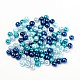 Carribean Blue Mix Pearlized Glass Pearl Beads(HY-X006-6mm-03)-2