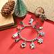 Christmas Tree & Deer & Wreath & Santa Claus Alloy Enamel Charm Bracelet(BJEW-TA00252)-2