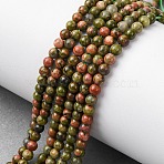 Natural Unakite Beads Strands, Round, 3~3.5mm, Hole: 0.7mm, about 57~64pcs/strand, 7.48''~7.68''(19~19.5cm)(G-Z116-A01-3mm)