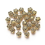 Tibet Antique Golden Metal Beads, Lead Free and Cadmium Free, 7mm in diameter, 4mm thick, hole:1 mm(X-GLF0590Y)