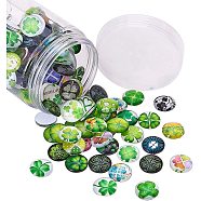 Flatback Glass Cabochons for DIY Projects, Dome/Half Round, Mixed Color, 18x5mm, 138~140pcs/box(GGLA-PH0004-27F)