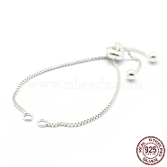 925 Sterling Silver Chain Bracelet Making, Slider Bracelets Making, Silver, 4-3/4 inch(12cm), Hole: 2mm, Single Chain Length: about 6cm(MAK-L016-001S)