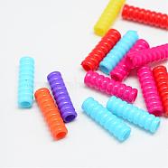 Opaque Acrylic Beads, Tube, Mixed Color, 24x7mm, Hole: 4.5mm, about 922pcs/500g(SACR-T082-M)