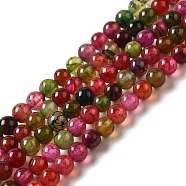 Dyed Natural Agate Beads Strands, Round, 4mm, Hole: 0.5mm, about 95pcs/strand, 14.9 inch(G-R262-4mm-1)