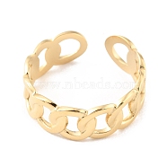 304 Stainless Steel Hollow Out Open Cuff Rings, Real 14K Gold Plated, US Size 7 1/4(17.5mm)(RJEW-D002-42G)