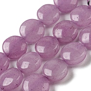 Natural White Jade Beads Strands, Dyed, Flat Round, Plum, 8x4mm, Hole: 0.5mm, about 48pcs/strand, 15.35''(39cm)(G-M420-F02-03)