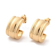 304 Stainless Steel Stud Earrings, Half Hoop Earrings, Real 14K Gold Plated, 16x10.5mm(EJEW-H115-21G)