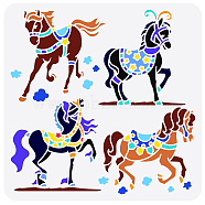 PET Hollow Out Drawing Painting Stencils, for DIY Scrapbook, Photo Album, Horse Pattern, 30x30cm(DIY-WH0391-0340)