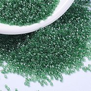 MIYUKI Delica Beads, Cylinder, Japanese Seed Beads, 11/0, (DB1889) Transparent Green Luster, 1.3x1.6mm, Hole: 0.8mm, about 10000pcs/bag, 50g/bag(SEED-X0054-DB1889)
